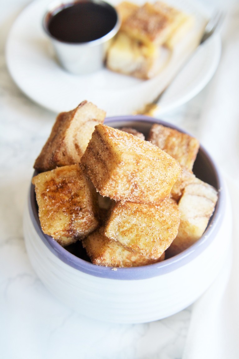 Churro Bites with Nutella Chocolate Sauce - The Tasty Bite