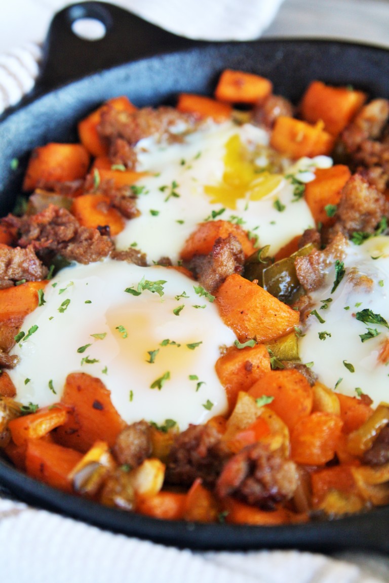 Sweet Potato And Sausage Breakfast Skillet - The Tasty Bite