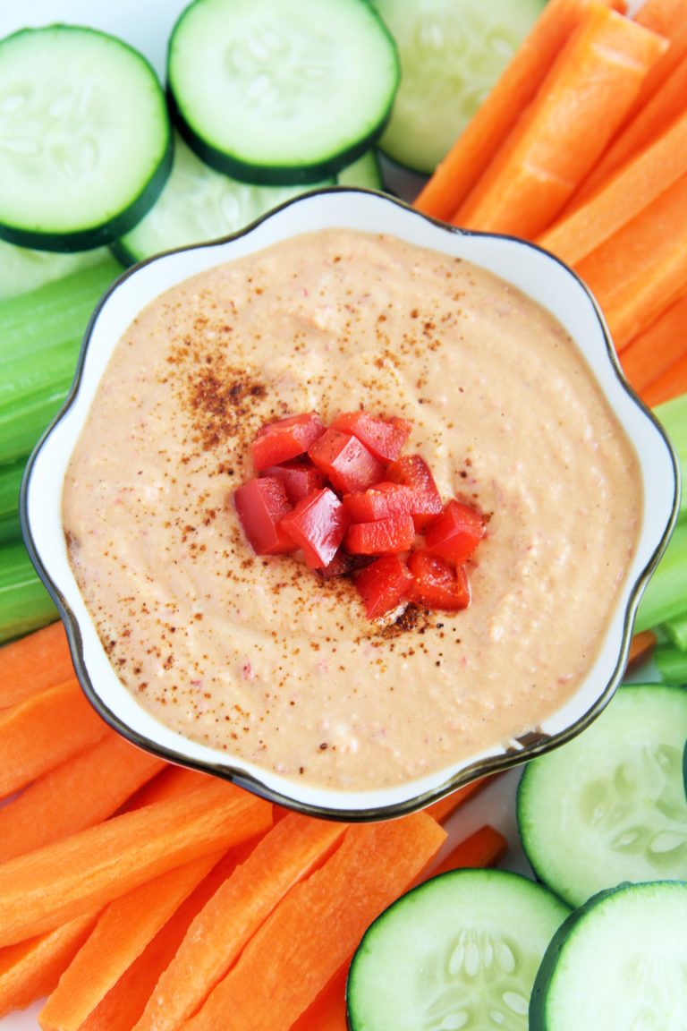 Roasted Red Pepper Hummus - The Tasty Bite