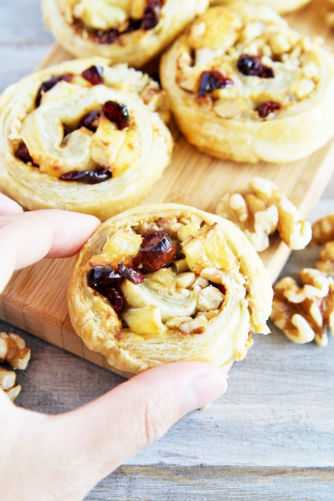 Brie, Cranberry and Walnut Pinwheels - The Tasty Bite
