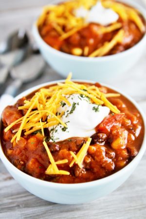 Slow Cooker Pumpkin Turkey Chili - The Tasty Bite