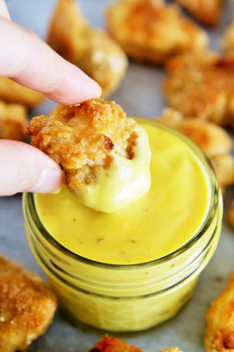 Popcorn Chicken with Mango Coconut Dipping Sauce - The Tasty Bite