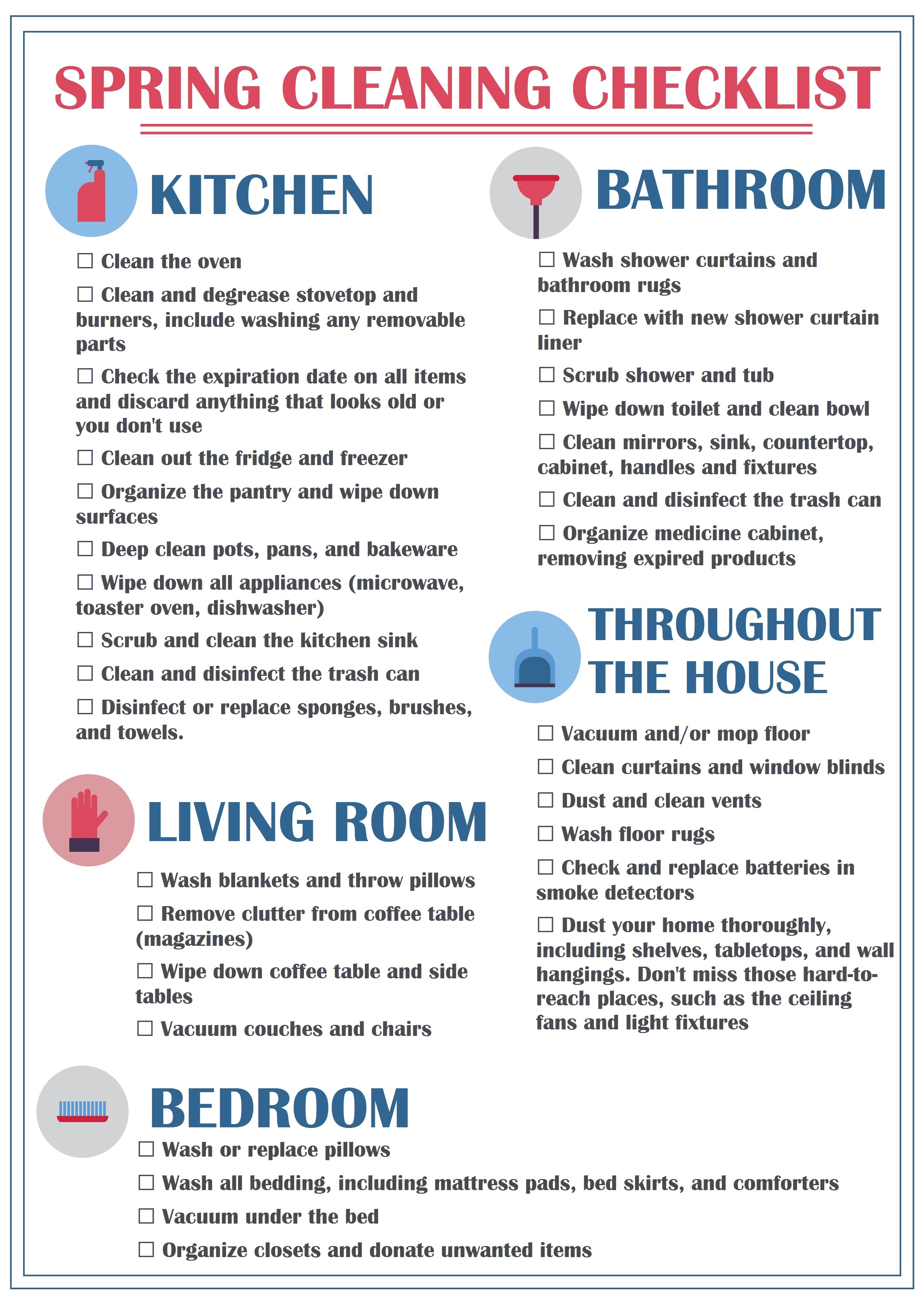 deep cleaning checklist by room