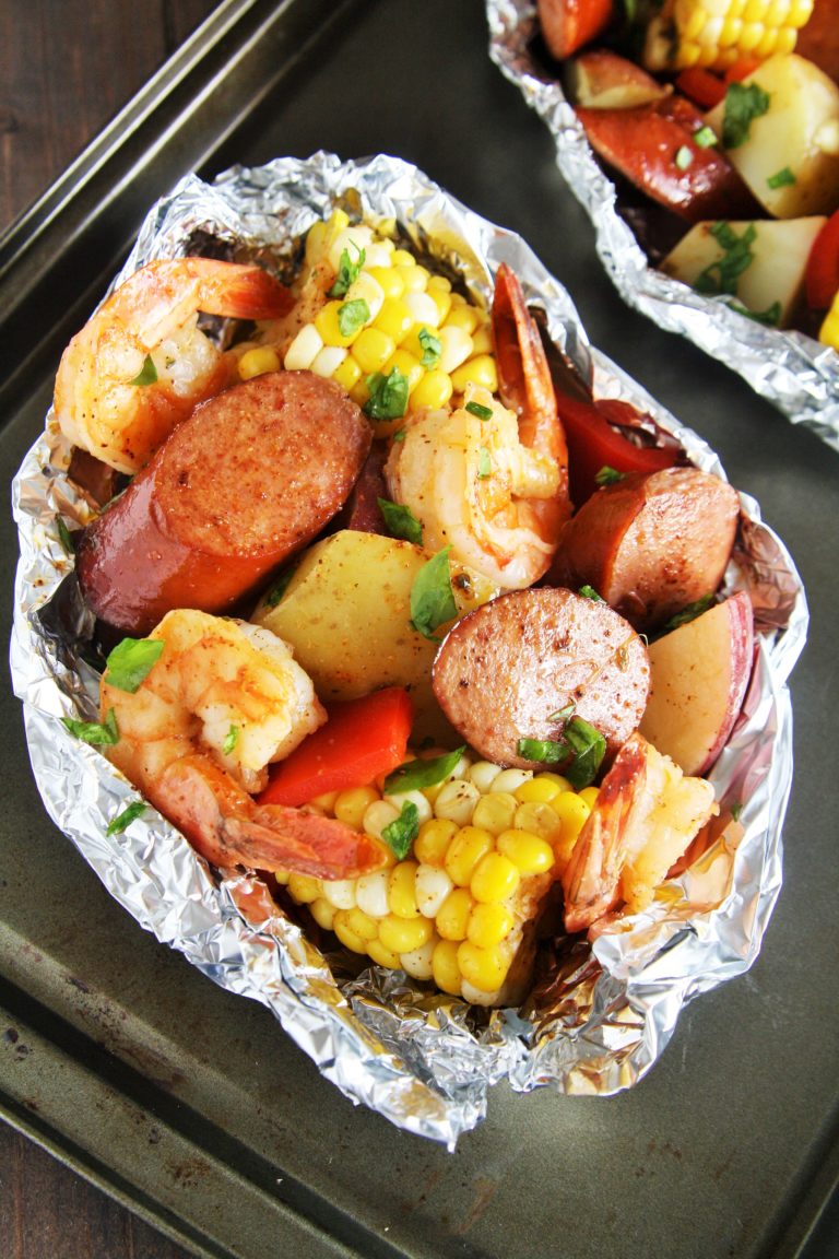 Cajun Sausage And Shrimp Boil Foil Packets The Tasty Bite   Cajun Sausage Shrimp Boil Foil Packets 3 768x1152 