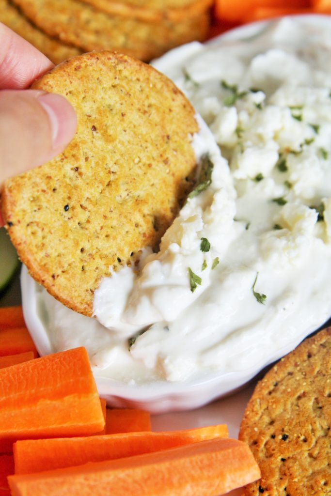 5-Ingredient Roasted Garlic Feta Cheese Dip - The Tasty Bite