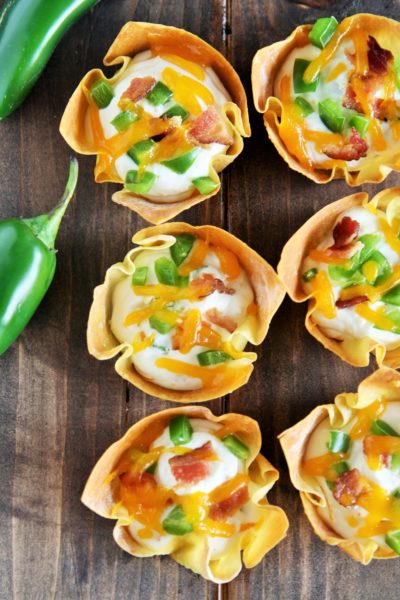 Bacon Jalapeno Popper Wonton Cups - The Tasty Bite