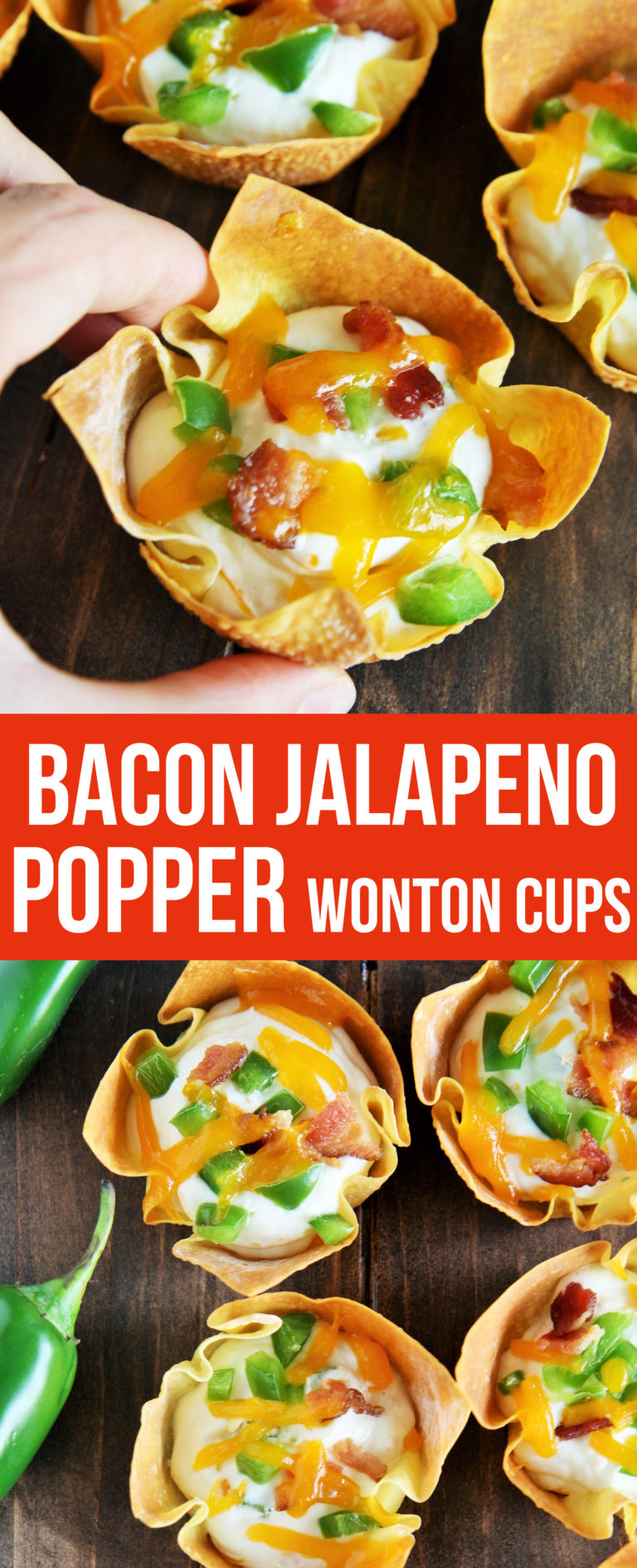 Bacon Jalapeno Popper Wonton Cups - The Tasty Bite