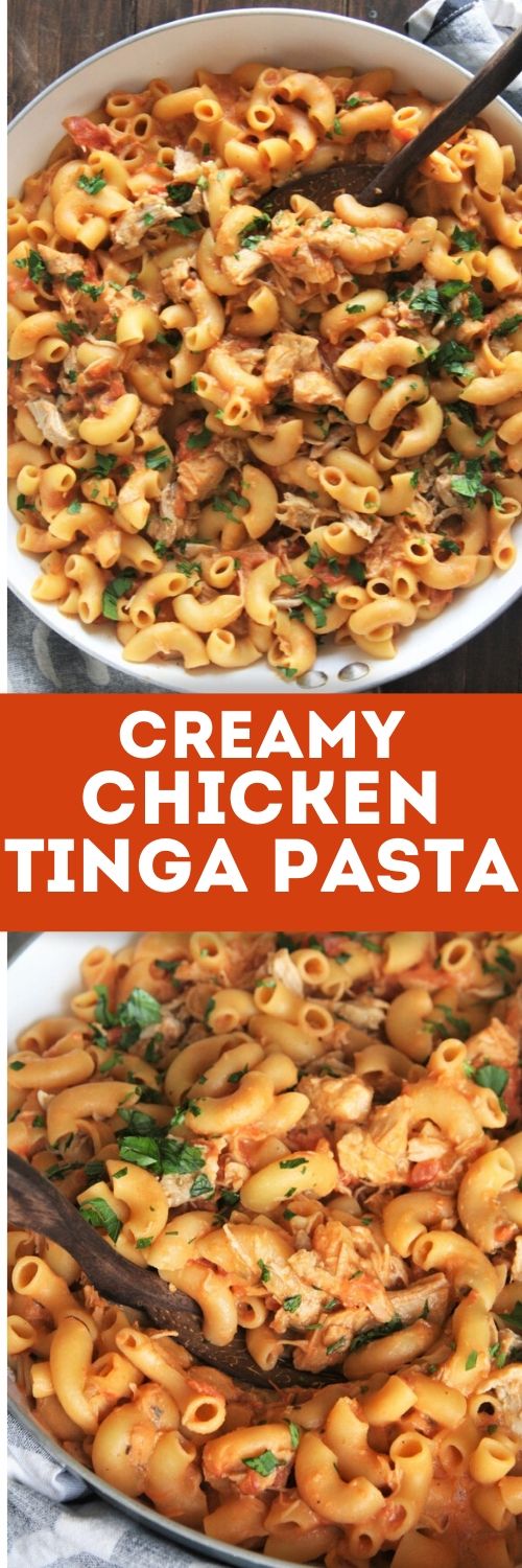 Creamy Chicken Tinga Pasta - The Tasty Bite