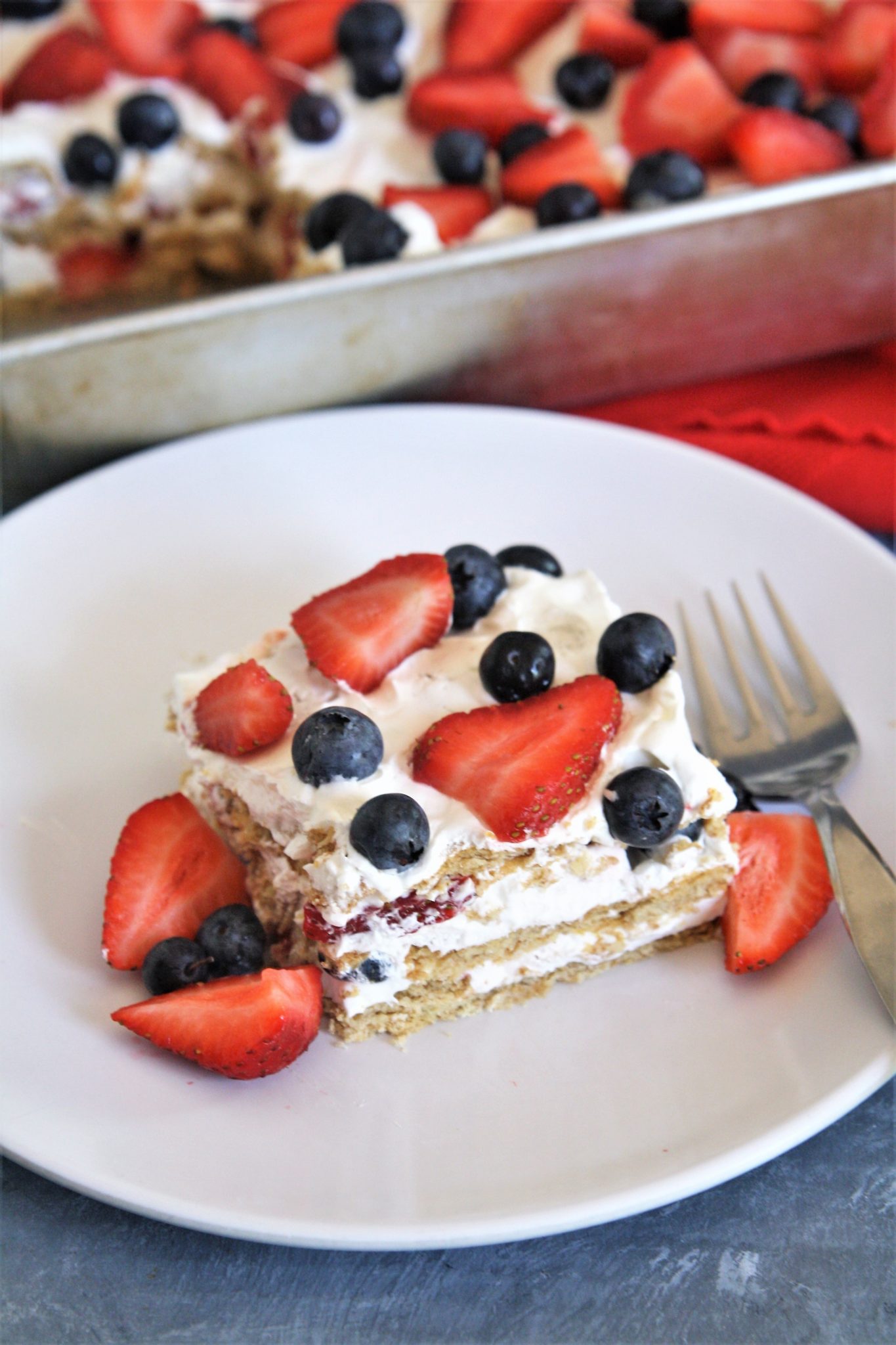 No-Bake Red, White, and Blue Icebox Cake - The Tasty Bite