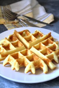 Did you know you can make a batch of delicious waffles using Krusteaz pancake mix! These waffles turn out wonderfully fluffy on the inside and perfectly crisp on the outside. 