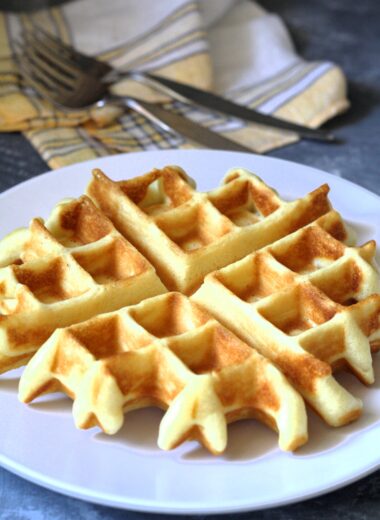 Did you know you can make a batch of delicious waffles using Krusteaz pancake mix! These waffles turn out wonderfully fluffy on the inside and perfectly crisp on the outside. 