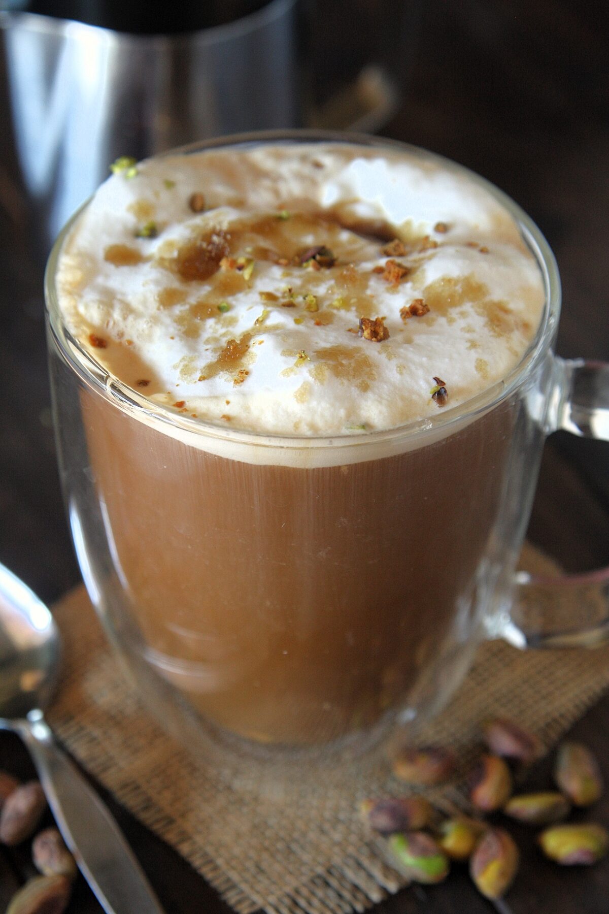 Enjoy a homemade copycat Starbucks pistachio latte with rich brown butter and real pistachios, perfect for cozy mornings or a sweet treat.