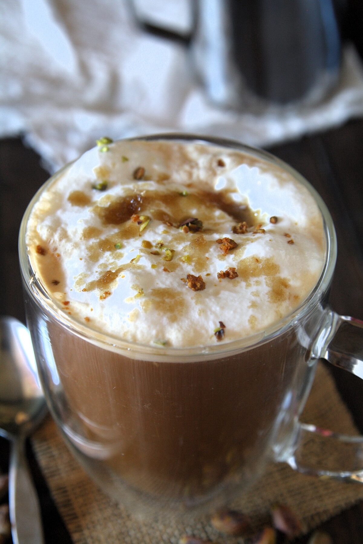 Enjoy a homemade copycat Starbucks pistachio latte with rich brown butter and real pistachios, perfect for cozy mornings or a sweet treat.