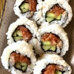 Easy Spicy Salmon and Cucumber Sushi Roll Recipe