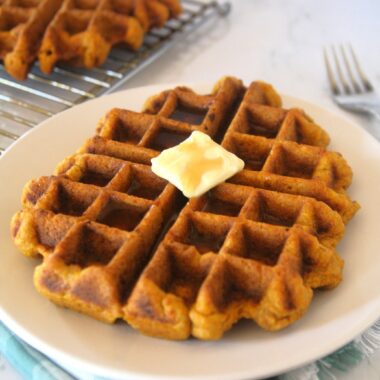 These delicious Waffle House Copycat Pumpkin Spice Waffles with dairy-free options will satisfy your breakfast cravings and are easy to make!