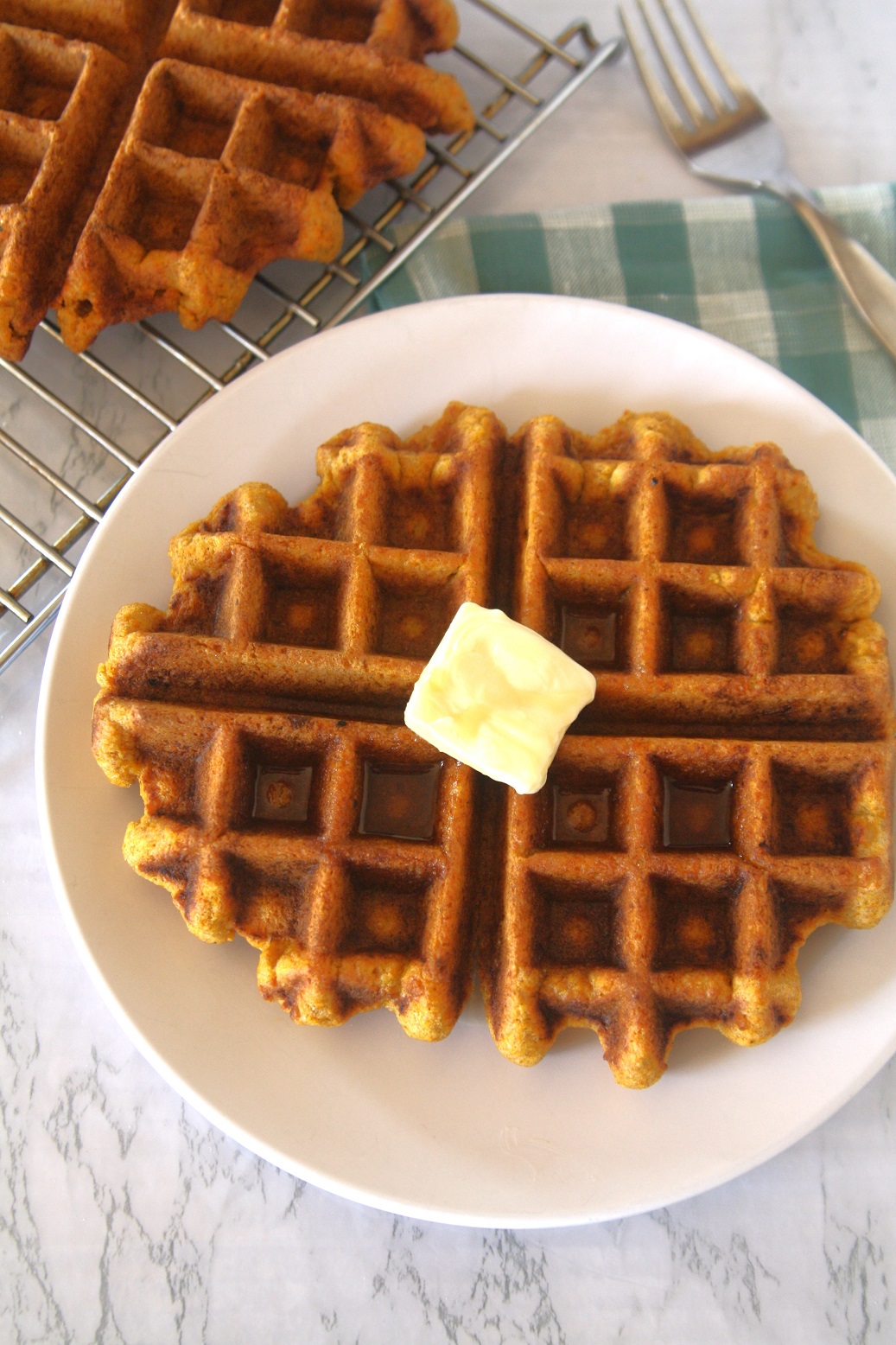 These delicious Waffle House Copycat Pumpkin Spice Waffles with dairy-free options will satisfy your breakfast cravings and are easy to make!